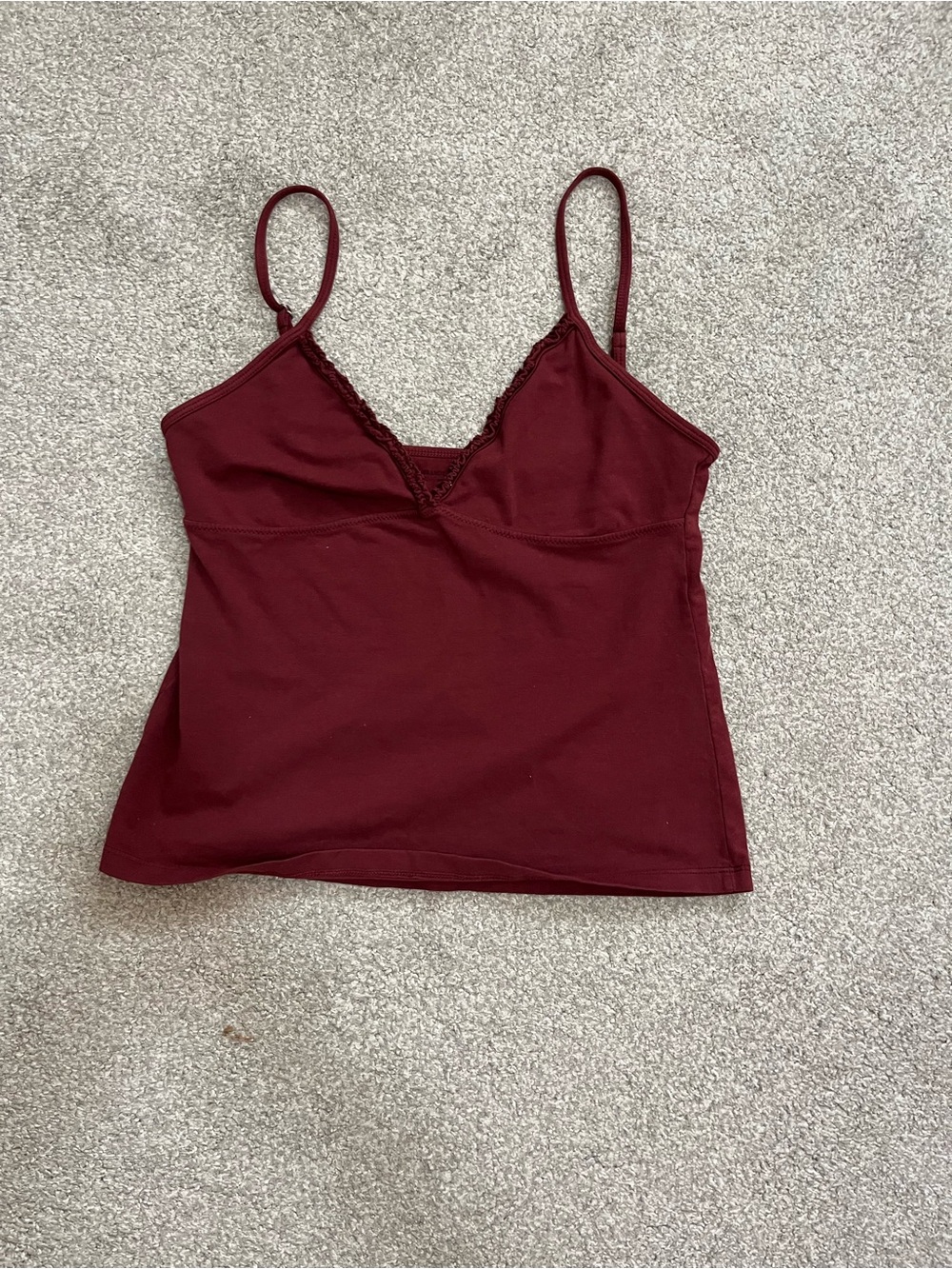 Brandy Melville Burgundy Lace-Trim Spaghetti Strap Cami